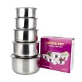 Stainless Steel Stock Pot 5 Pcs with Lid One Set Food Saver , Steamer & Food Container Cooking Tools Cookware Kitchen Accessories. 