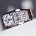 【IKE】Real  Mens Ring Full Diamond Wedding Proposal Engagement Luxury Charm Exquisite Romantic Classic Jewelry. 