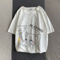 Linen Short SleeveTT-shirt Male and Female Couples Wear Overweight People plus Size Summer JapaneseinsWashed Cotton and Linen Ice Silk Loose T-shirt. 