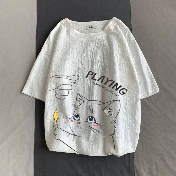 Linen%20Short%20SleeveTT-shirt%20Male%20and%20Female%20Couples%20Wear%20Overweight%20People%20plus%20Size%20Summer%20JapaneseinsWashed%20Cotton%20and%20Linen%20Ice%20Silk%20Loose%20T-shirt%20-%20Image%207