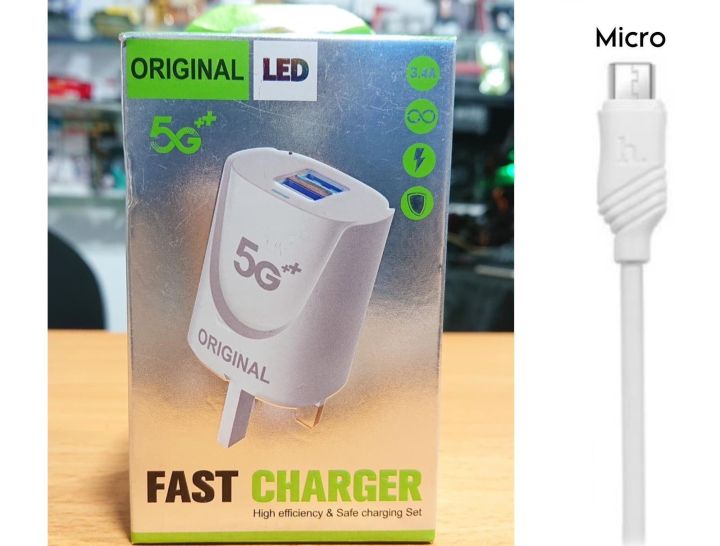 5G Micro USB LED 2 USB Fast Charger | Daraz.lk