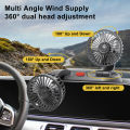 USB Car Fan DC Brushless Motor Dual Head 130cm Cable Powerful Airflow Dashboard Fan for Dashboard. 