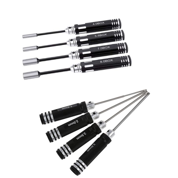 RC Model Tool 4Pcs Hex Screw Drivers Hex Nut Socket Wrench Sleeve Wheel Spanner 4.0/5.5/7.0/8.0mm Black 4 Pcs 1.5mm 2.0mm 2.5mm 3.0mm Hexagonal Screwdriver