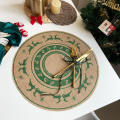 Christmas Table Decoration Coffee Cup Mat With Wool Ball Wool Ball Decorative Mat Printed Woven Table Mat Christmas-themed Placemat. 