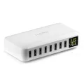 KOGEEK 8 Ports Smart USB Charger 50W 8A Multi Port USB Hub with LCD Display Fast Charging Wall Charger Power Adapter with 4ft Long Power Cord. 