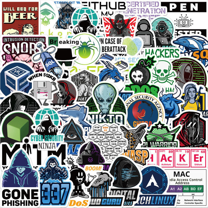 40pcs Hacking Stickers Hacker Computer IT Network Hack Cyber Attack Stickers for Laptop Scrapbook Journal Kids Girls Boys Stickers