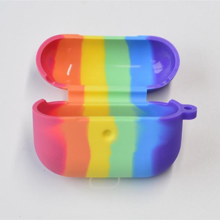 earphone case for airpods case rainbow silicone cover for airpods pro 3 with keychain earphone accessories colorful 2020 newest