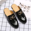 【WEJA】Men Half Dress Shoes Indoor Patent Leather Slippers PlusLoafers Moccasins Mens Mules Casual Shoes. 