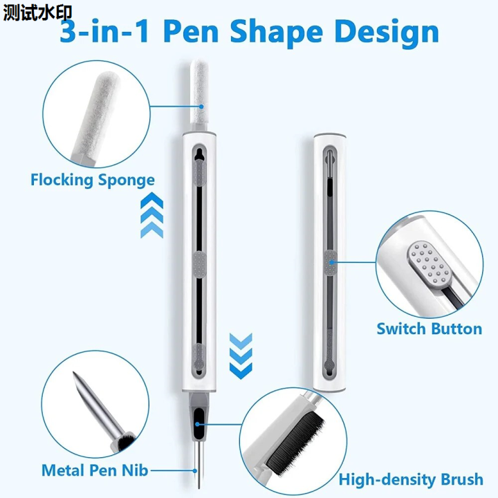 Pack 2 in 1 Blue IRPODS Cleaning Pen Set Microphone Multi-function Cleaning Pen Multi-function Headphone Air Hole Bluetooth Dust Brush for A Pro 3 Teeth Headphone Tool Set