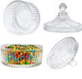 Transparent Qianli Glass Candy Jar With Lid Round Crystal High Quality Glass Candy Jar For Home & Hotel Use. 