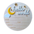 Wooden Hello World Newborn Sign, Cute Birth Announcement Board Baby Announcement. 