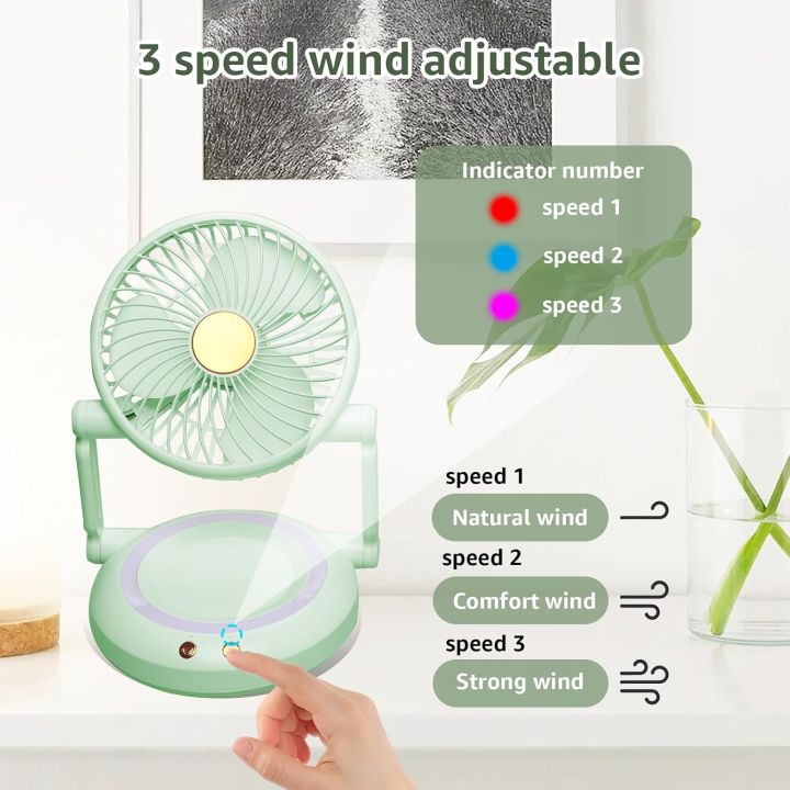 FOLDABLE%20DESK%20FAN%20WITH%20LIGHT%20Portable%20Desk%20Fan%20%20Automatically%20Shake%20the%20Head,%20Folding,%20for%20Home,Bedroom,Kitchen,Office,Outdoor,Small%20Camping%20Travel%20Table%20Fan%20-%20Image%205