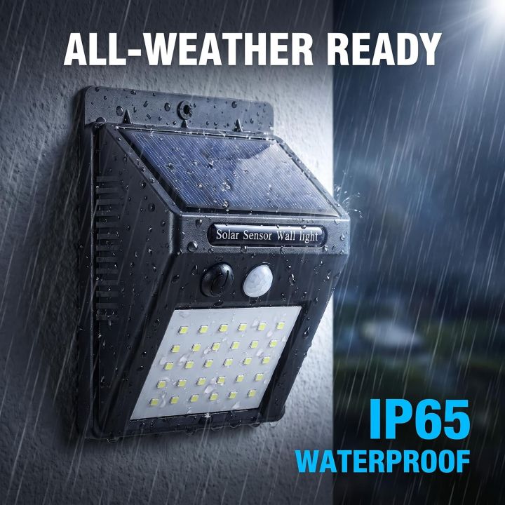 30%20LED%20Solar%20Wall%20Light%20Motion%20Sensor%20%7C%20Outdoor%20Security%20Light%20IP65%20Waterproof%20%7C%20Garden%20Yard%20Driveway%20Entrance%20Lamp%20%7C%20Wall%20Mounted%20No%20Wiring%20%7C%209.6x12.4x4.8cm%20-%20Image%204