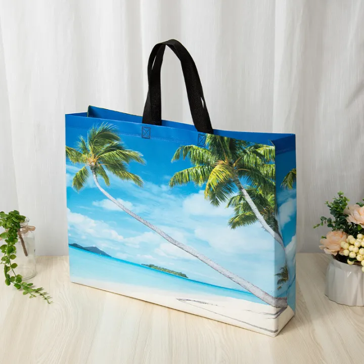 【ALLGOOD】1Pcs Coconut Tree Printed Handbags Casual All-Match Shoulder Bags Eco Friendly Shopping Bag Portable Travel Bag High Capacity Tote