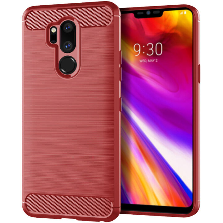 lthmy for LG G7 ThinQ Case Carbon Fiber TPU Soft Silicone Back