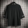 Spring Summer Simplicity Three-Quarter Sleeve Men T T-shirt Loose Half Sleeve ins Fashion Brand plus-Sized plus Size Short Sleeve T-shirt Top. 