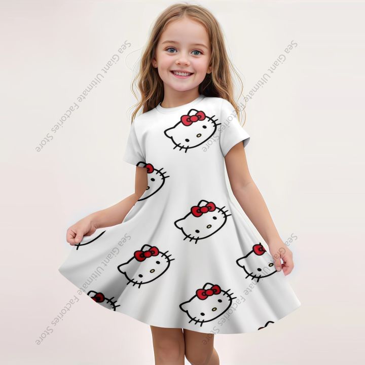 MINISO%20New%20Summer%20Girls%20Dress%20Fashion%20Cartoon%20Cute%20Cinnamoroll%20Hello%20Kitty%203D%20Printing%20Dress%20Kid%20Short%20Sleeve%20Princess%20Clothing%20-%20Image%206