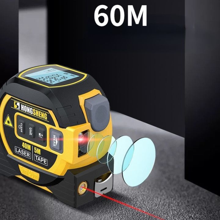 Laser Ranger Ruler 3 In 1 Infrared Laser Rangefinder 5m Tape Measure Ruler LCD Display ...