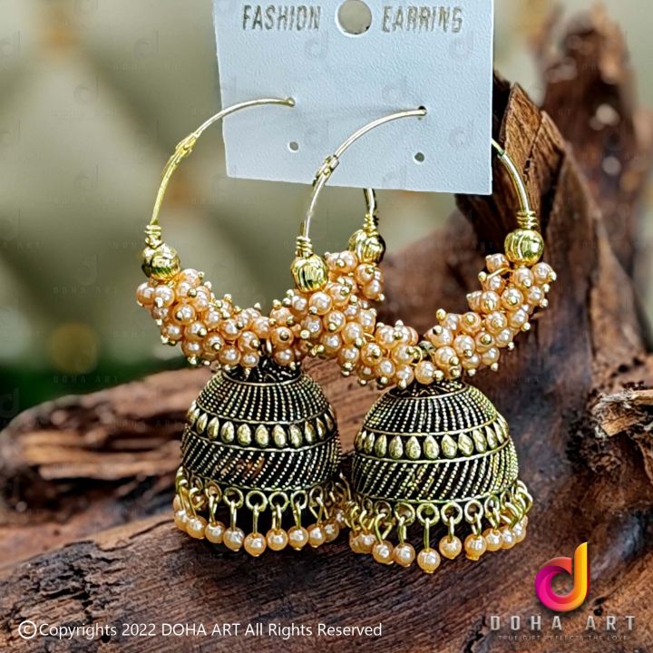 Dull%20Gold%20color%20earing%20Crunchy%20Fashion%20Bollywood%20Stylish%20Traditional%20Indian%20Jewelry%20jimikki%20Earings%20for%20Women%20-%20Image%202