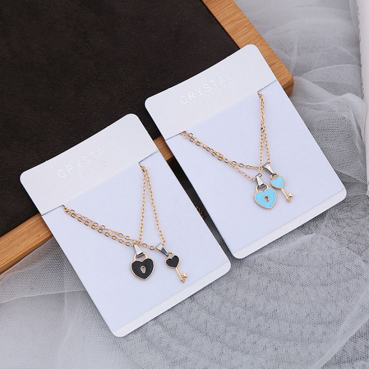 2Pcs/set%20Couple%20Necklace%20for%20Women%20Men%20Romantic%20Key%20Lock%20Heart%20Pendant%20Necklaces%20-%20Image%203