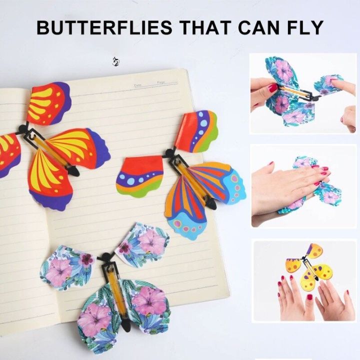 5PCS Magic Flying Butterfly Trick Magic Props Deformation Toy Surprise Prank Classic Creative Christmas Party Flying Butterfly Toys Free Charging Flying Butterfly Toys