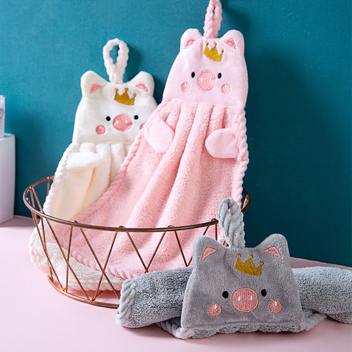 YUBAGUANB%20Handkerchief%20Supplies%20Wall%20Mounted%20Embroidery%20Quick-drying%20Plush%20Soft%20Kitchen%20Bathroom%20Use%20Hanging%20Fabric%20Microfiber%20Hand%20Dry%20Towel%20Cartoon%20Hand%20Towel%20-%20Image%204