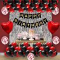 Happy Birthday Decoration Combo of 5 Items / Birthday Party Decoration Black Red and Silver Theme. Pack of 33 Pcs. 