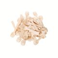 100pcs Wooden fork mini fork 4-inch small fork large appetizer compostable fork tableware mini cutlery cake. 