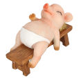 Pig Statue Strong Durable Lying On Bench Mini Pig Figurine Resin Rustic Style Cute Funny Lifelike Look for Family Office. 