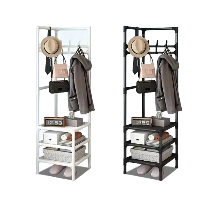 Stainless Steel Corner Shelf Rack / Corner Coat Rack 3 Layer Multipurpose Cupboard Industrial Storage Corner Shelving for Bedroom, Living Room, Kitchen, & Etc.