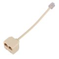 RJ11 6P4C 2 Way Outlet Telephone Jack Line Splitter Adapter Beige. 