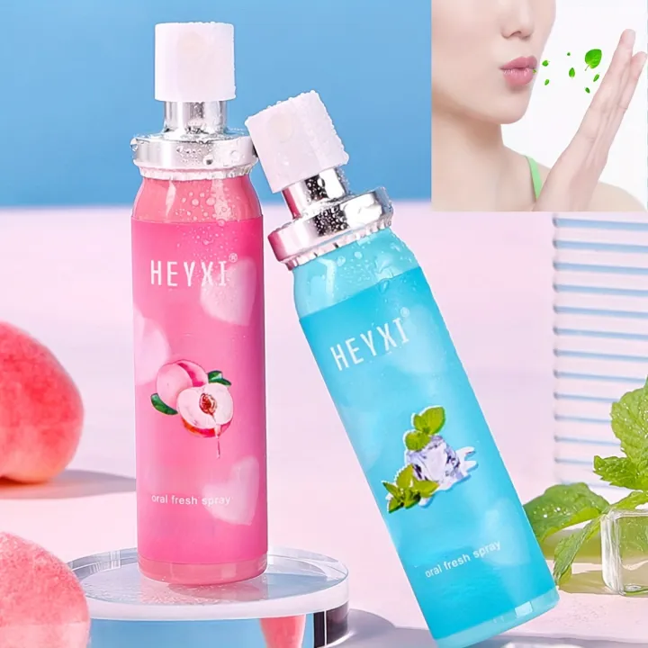 Mouth Spray , Peach/Mint/Lemon Flavors, Breath Freshener, Portable