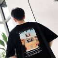 ? Kuanxue - Teen Trend Boys Purple Style Hong Kong Sleeve Short Sleeve Loose Five Points Summer Korean Style Clothes ？T T-shirt Short Sleeve ′. 