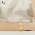 Sunny Men Bracelet Smooth Adjustable Stainless Steel Solid Color Women Bangle Adult Decoration. 