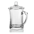 Glass Mug With Lid Transparent 360ml High Quality Glassware. 