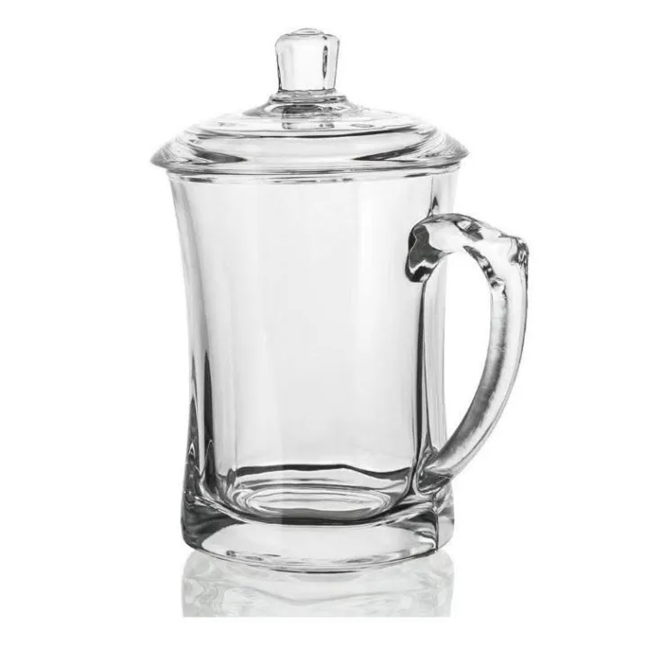 Glass Mug With Lid Transparent 360ml High Quality Glassware