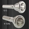 Trombone Euphonium Silver Plated Mouthpiece - 6 1/2AL 12C Baritone Euphonium Mouth Piece Replacement Musical Instruments Accessories (Silver 6 1/2AL) trombone mouth piece euphonium mouth piece. 