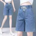 Lyocell Denim Shorts for Women 2023 New Summer High Waist Straight Wide Leg Middle Pants Slimming Thin Fifth Pants. 