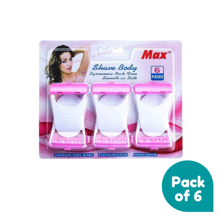 MAX Safit Woman Shave Body Stainless Steel Disposable Razor - 6 Packs ...