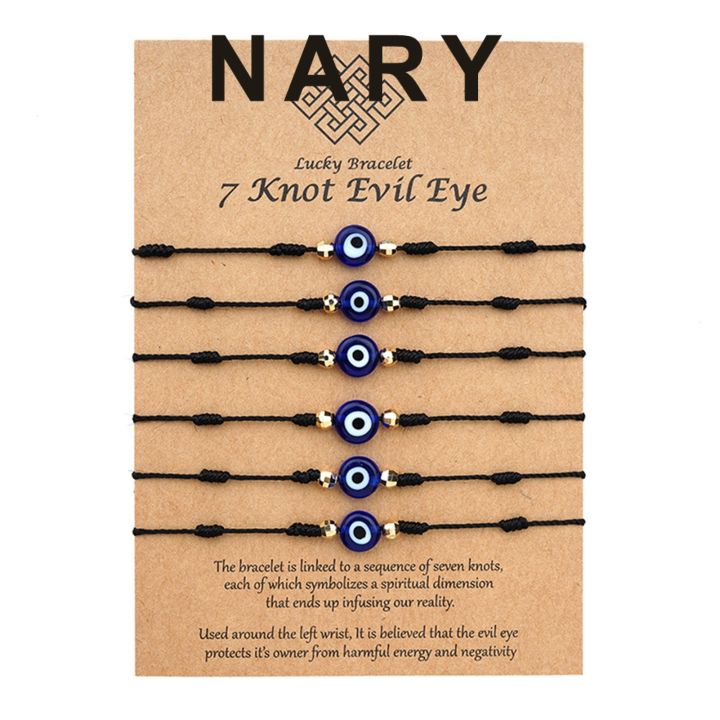 6Pcs Evil Eye Bracelet 7 Knot Lucky Protection Women Men Family Accessories