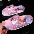 Princess Elsa Children's Slippers Summer Girls Indoor Soft Bottom Non-Slip Frozen Little Girl Cute Crystal Shoes. 