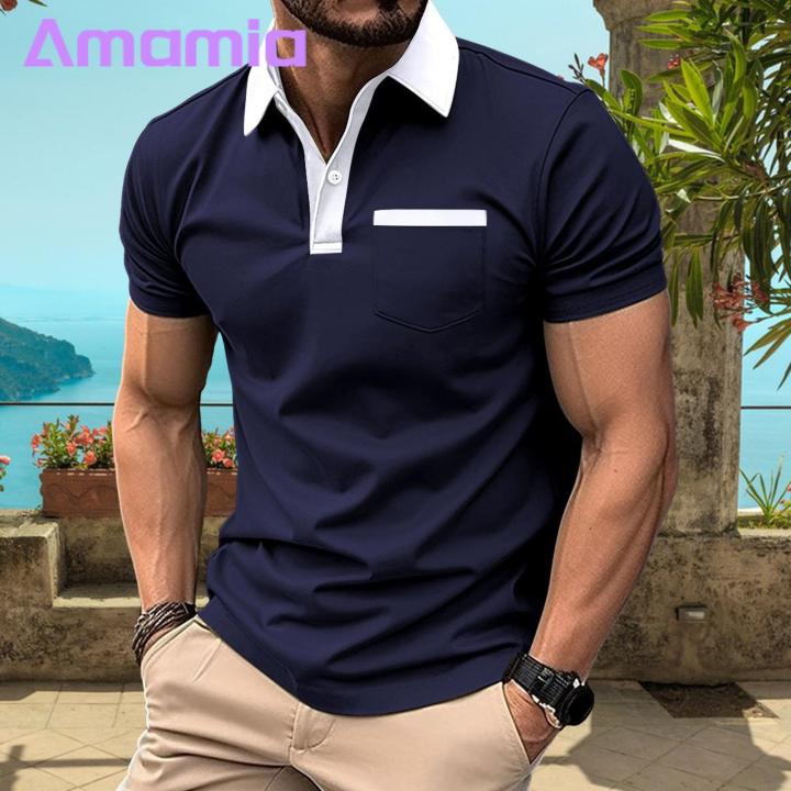 Comfortable%20Stretchy%20Shirt%20Men's%20Summer%20Shirt%20with%20Zipper%20Patch%20Pocket%20Breathable%20Slim%20Fit%20Casual%20Top%20for%20Daily%20Wear%20-%20Image%204