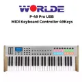 WORLDE P-49Pro USB MIDI Keyboard Controller LCD Display with 49 Semi-weighted Keys 16 RGB Backlit Trigger Pads 8 Assignable Sliders for Music Studio Stage Live Performance. 