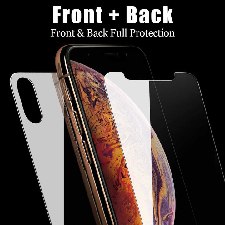 【 Front + Back 】 CrashStar Borderless Full Cover Tempered Glass Screen Protector Film For iPhone 14 13 12 11 Pro Max Mini XR XS MAX X 10 8 7 6 6S Plus + SE 2020 Protective Film Screen Protection