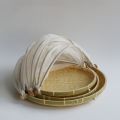 Bamboo Woven Basket Anti-Mosquito Net Fruit Vegetable Basket Dustpan Tent Basket Tray Portable Outdoor Picnic Mesh Net Cover. 