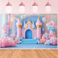 Foldable Photography Backdrop Floral Seamless Lightweight Castle Banner Washable Versatile Balloon Banner for Birthday. 