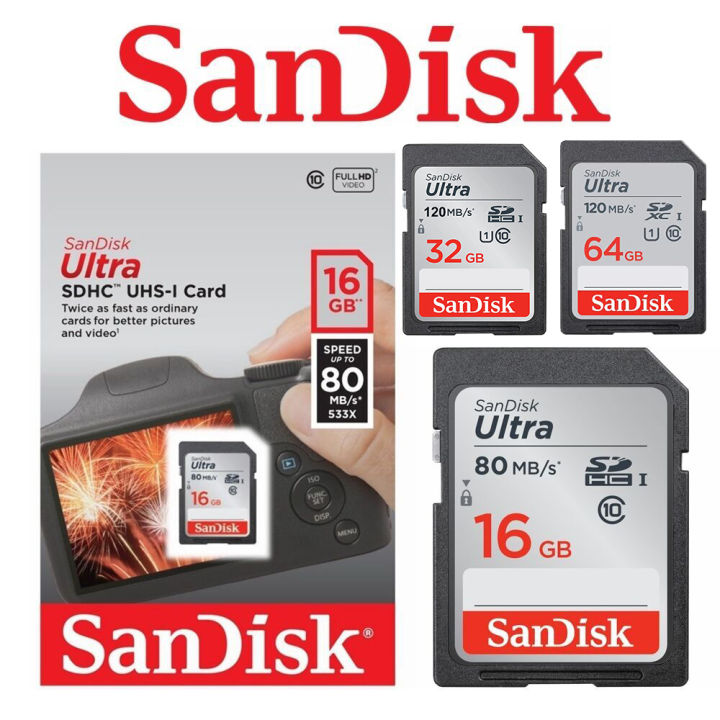 ( 16GB, 32GB, 64GB, 128GB ) SanDisk Ultra UHS-I SDXC SDHC Camera Memory Card Sd Card