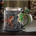 【BestGO】1PCS Personalized Double Wall Stainless Steel 3D Skull Mugs Coffee Cup Mug Skull Knight Tankard Dragon Drinking Cup. 