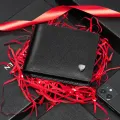 【ZIME】Bostanten Men's Cow Leather Bifold Wallet with Deluxe  Flip Pocket (Black). 