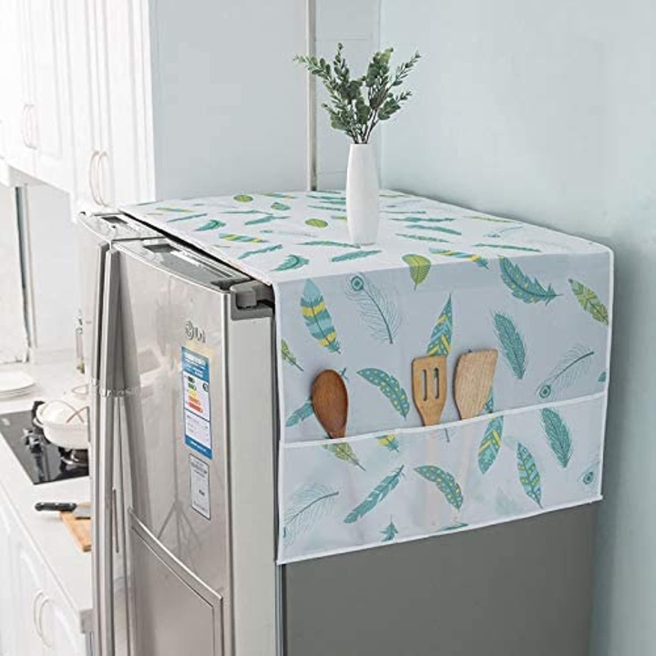 Fridge Dust Proof Cover with Pockets - Waterproof & Durable - Fits Most Refrigerators